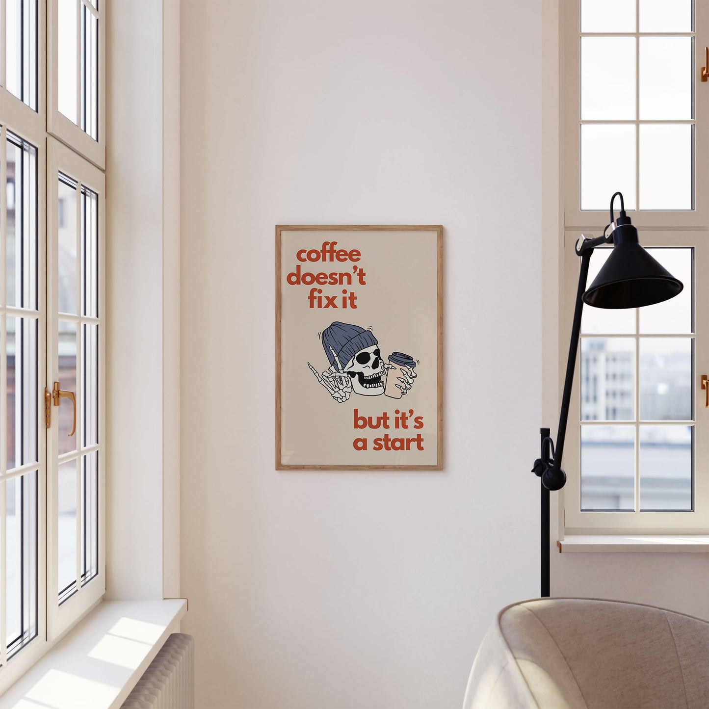 Coffee Doesn't Fix It Art Print - Minimalist Studio