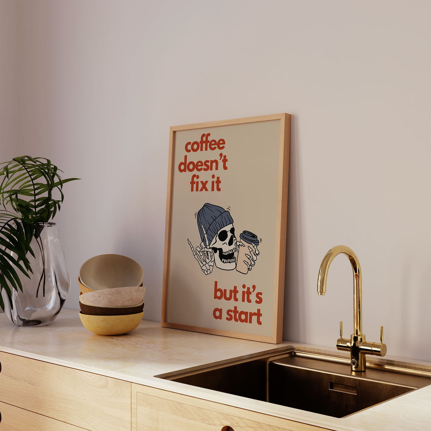 Coffee Doesn't Fix It Art Print - Minimalist Studio