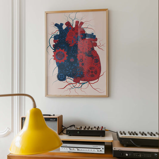 Heart Gears Art Print - Minimalist Studio