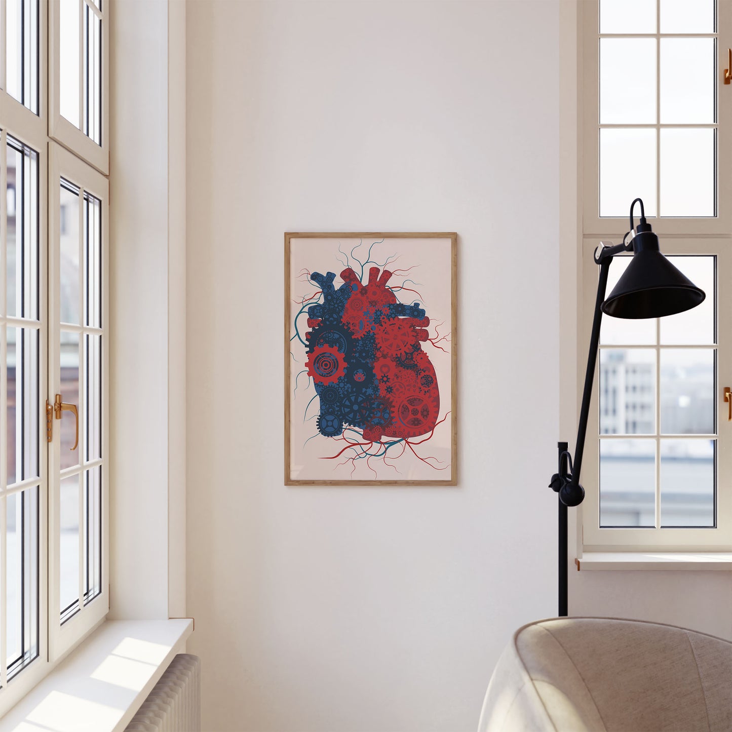 Heart Gears Art Print - Minimalist Studio
