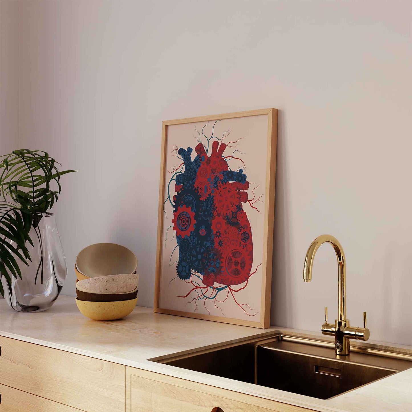 Heart Gears Art Print - Minimalist Studio