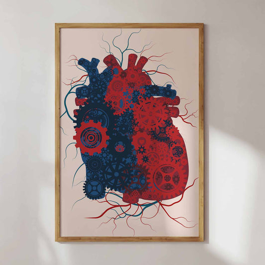 Heart Gears Art Print - Minimalist Studio