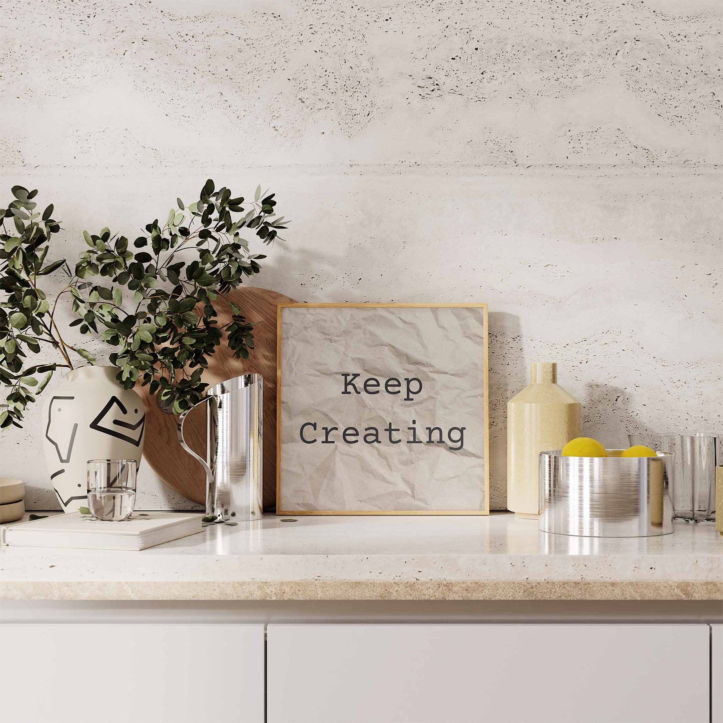 Keep Creating Art Print - Minimalist Studio